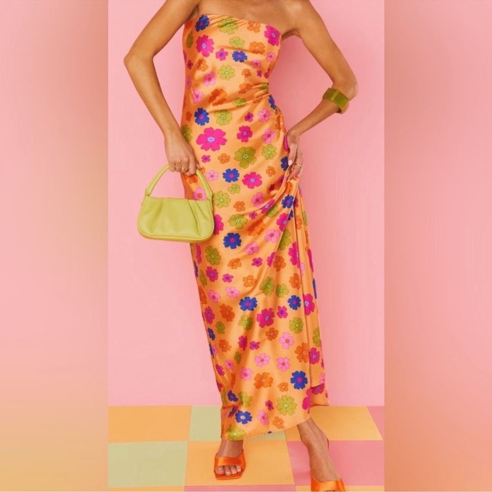 Show Me Your Mumu Taylor Tube Dress in Poppin Poppy size Large